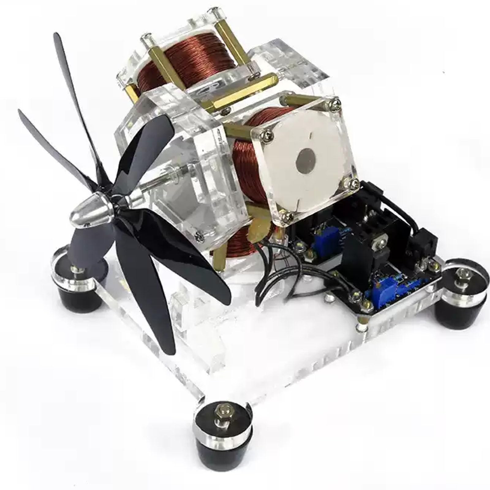 12v Magnets Pseudo Motion Disc Motor, 3-coil Fan Blade Brushless Motor Model, Pseudo Perpetual Motion Machine Disc-type Machine, For Science Education & Creative Learning Physics Experiment Kit