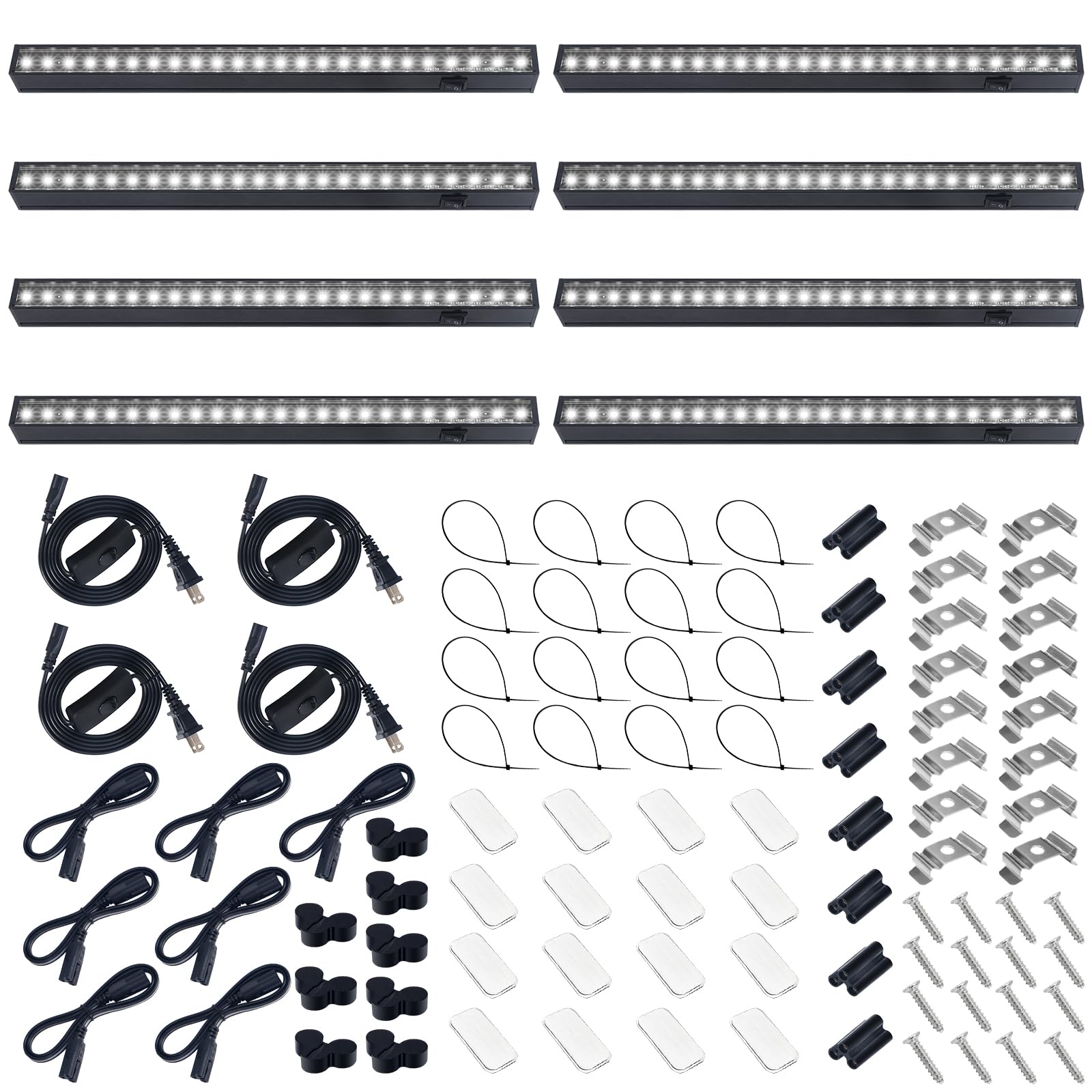 Barrina Plant Grow Lights, 5000K Full Spectrum Daylight White, T5 LED Grow Light Strips, 1ft Growing Lamp with Magnetic Bar, Plant Lights for Indoor Plants, Greenhouse, Black Cover, Linkable, 8 Packs