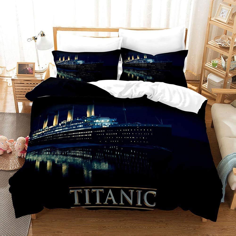 Housse De Couette Voiles Du Titanic 240x260cm Parure De Lit 3 Pièces 3D