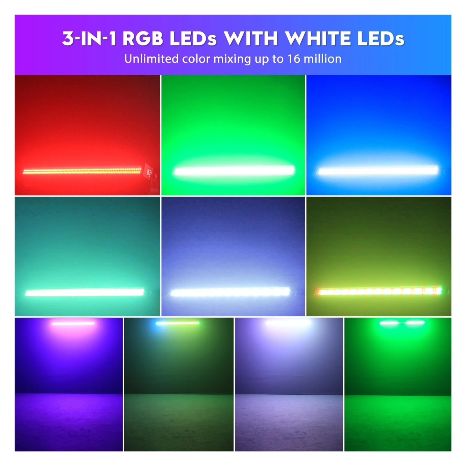 Oświetlenie Dyskotekowe 2 szt. 100 W IP65 Wodoodporne światła ścienne, 336 diod LED RGB DMX Bar świetlny na scenę do budynku zewnątrz, wesele