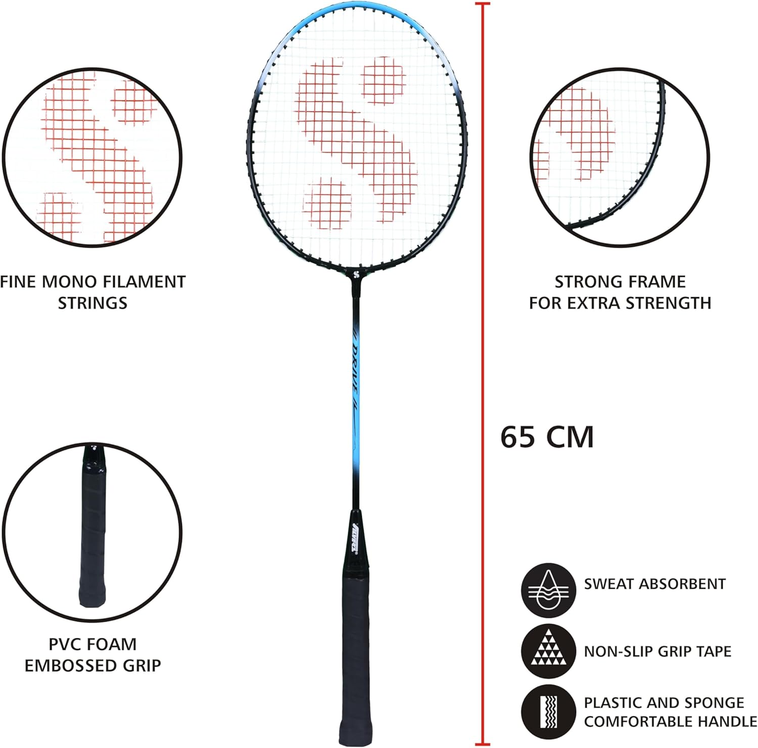 Silver's Drive Badminton Kit (2 Racquets with Full Cover)(Blue/Black)