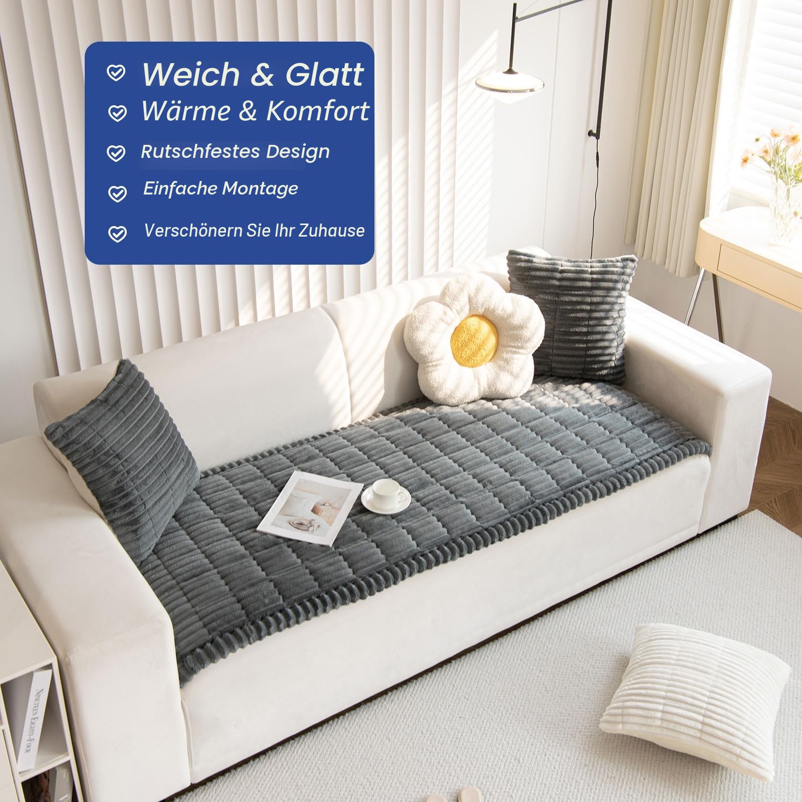 GKXLH Dicke Sofa überzug Waschbar - Neu Weiches Kord Universal Couch überzug 2 3 4 Sitzer, Anti-Rutsch Sofabezug, Gemütlich Sofa Cover Sofa bezug Sofaüberwürfe Möbelschoner für Wohnzimmer (70x150cm)