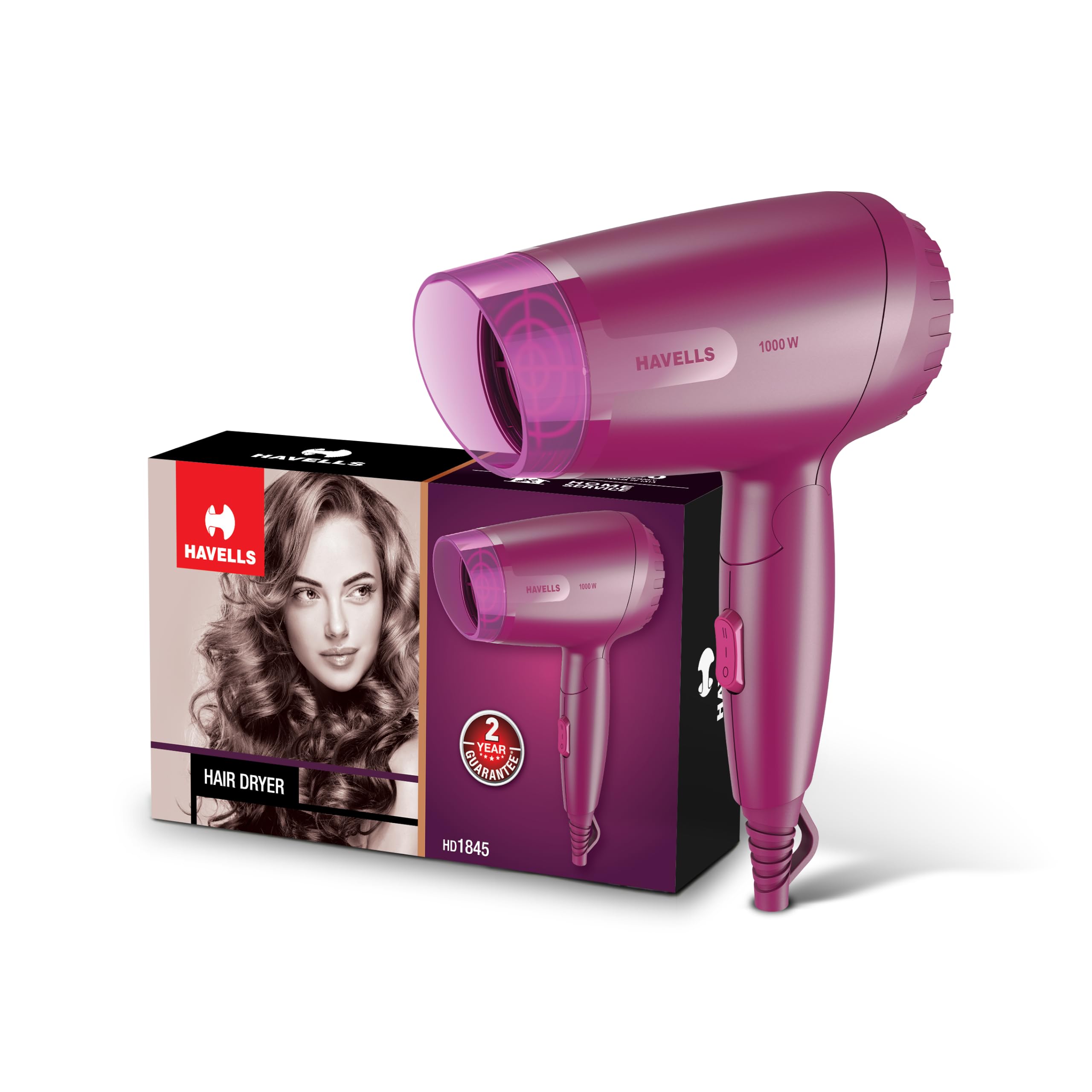 Havells 1000W Foldable Hair Dryer|Blow Dry for Men & Women|2 Temperature Settings|Travel Friendly|360° Radial Inlet| ThermoProtect Feature| HD1845-image-8