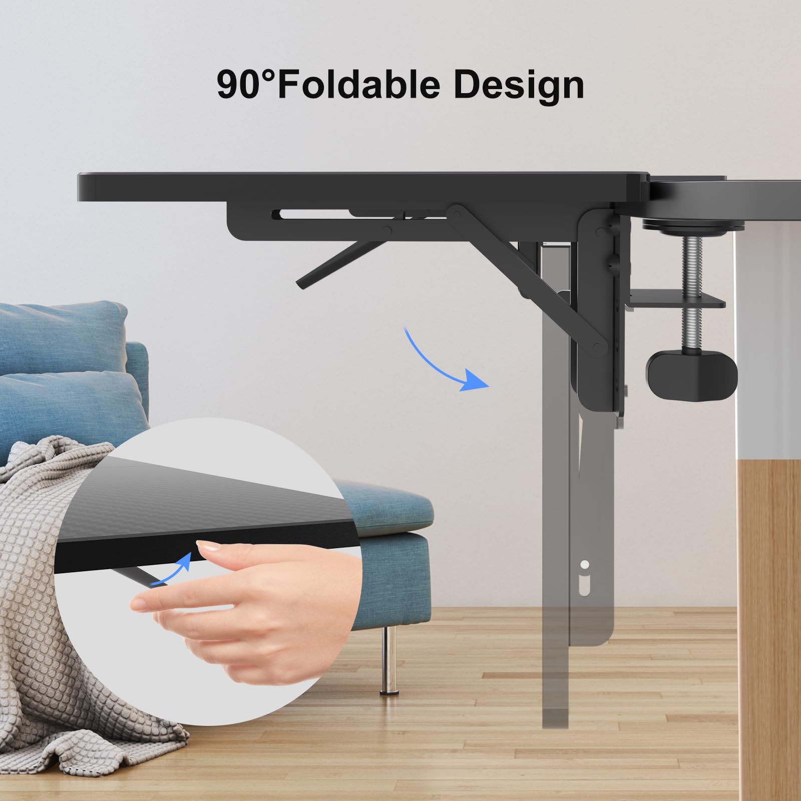 suptek Plateforme d'extension de Bureau, Plateau d'extension de Bureau Ergonomique, Extension de Bureau à Pince 240 x 600 mm, Plate-Forme de Plateau de Clavier Pliable, Adaptée aux Bureaux, DSF3L