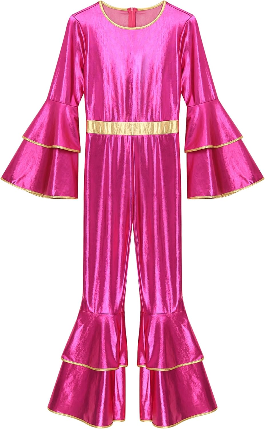 Women Singer Costume Flare Bottom Full Jumpsuit 70s Disco Dance Costume Club Party Bodysuit