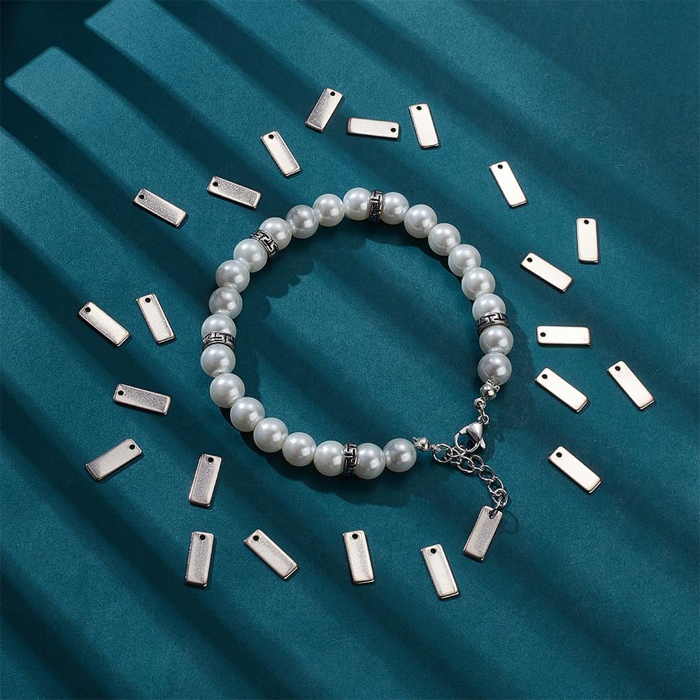 UNICRAFTALE about 100Pcs Rectangle Metal Stamping Blank Tag 13mm Stainless Steel Blank Charms Name Tag Small Blank Pendants Charms for DIY Bracelet Necklace Jewelry Making - Image 5