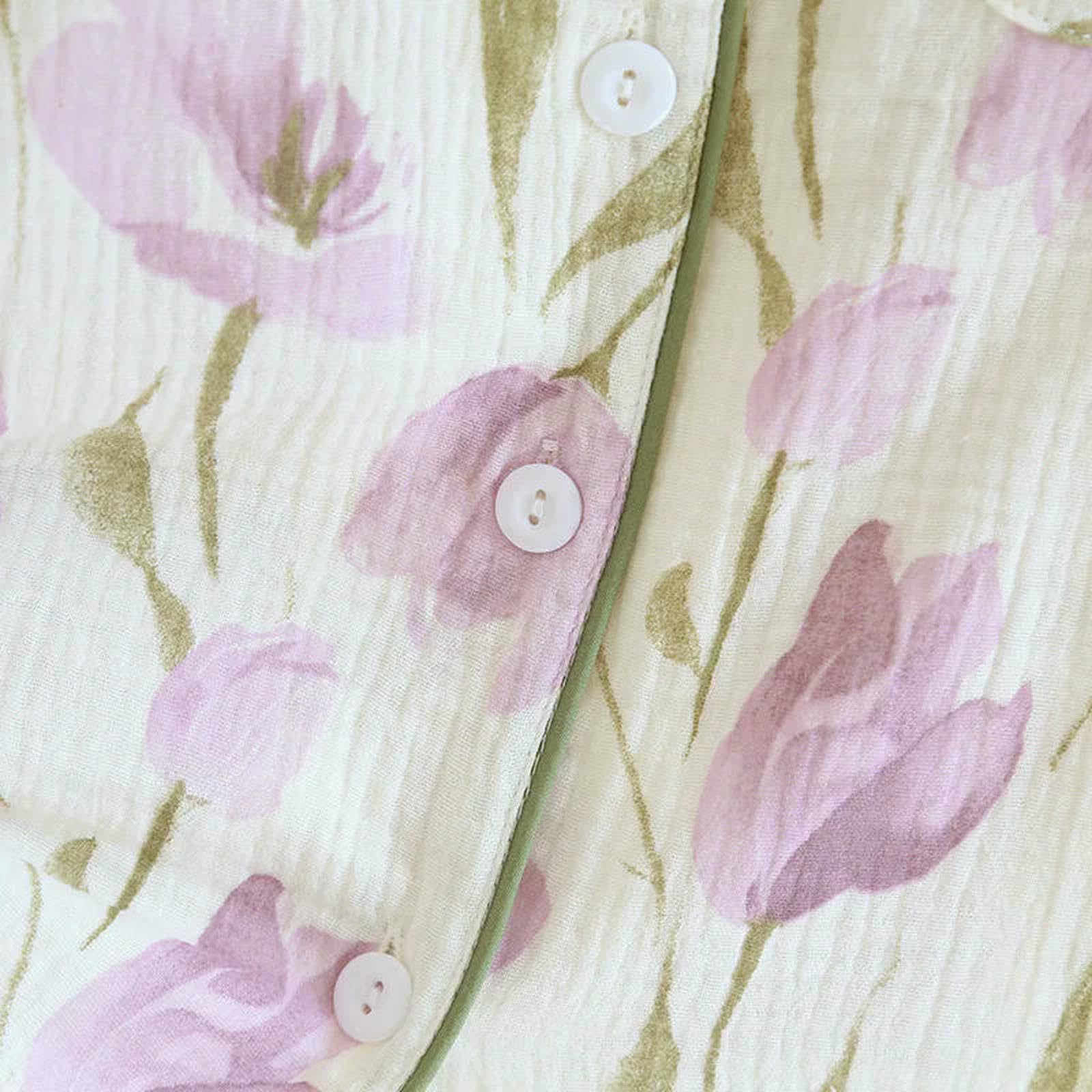 Pigiama Set da Donna Primaverile E Autunnale in Garza di Cotone A Maniche Lunghe Casual per La Casa Due Pezzi-005-2xl