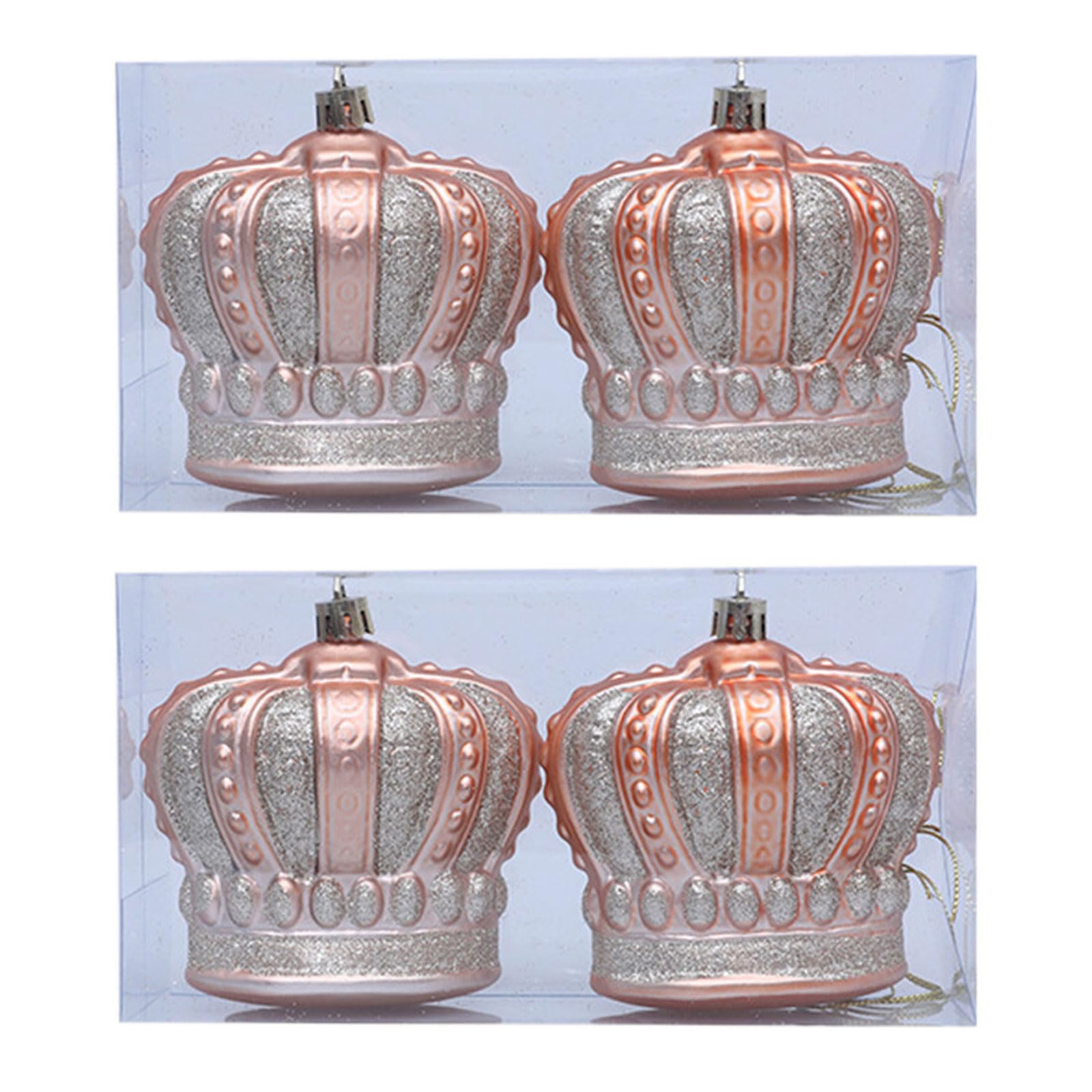 Jazuaiao 4Pcs Christmas Tree Crown Shape Hanging Ornament Shatterproof Christmas Baubles Ball Decoration for Wreath Mantels Tree Hanging Crowns