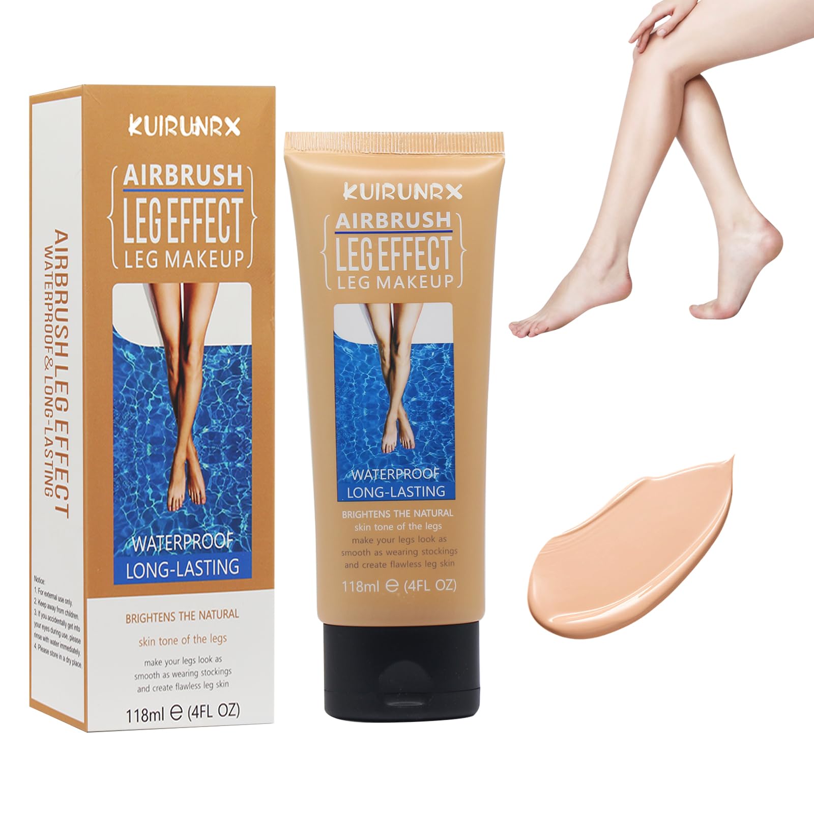 Trucco per le Gambe Impermeabile, Lozione per il Trucco Delle Gambe, Fondotinta impermeabile per il Trucco del Corpo, Copertura del Tatuaggio (Natural, 118ml)