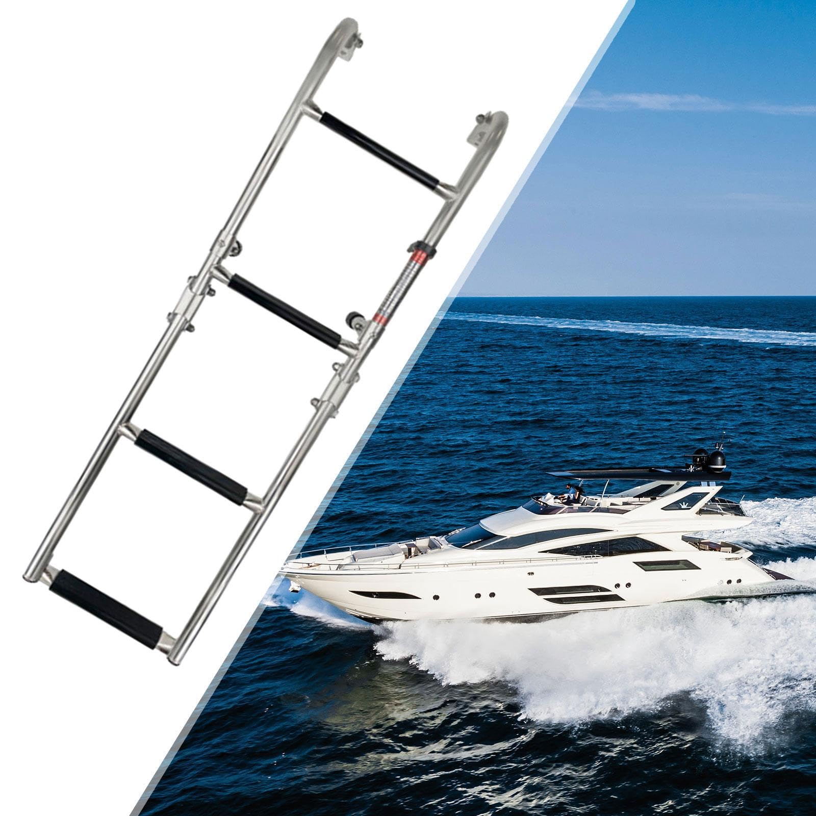 Teleskop Badeleiter für Boote, Klappbare Stegleiter, rutschfeste Badeleiter für Yachten