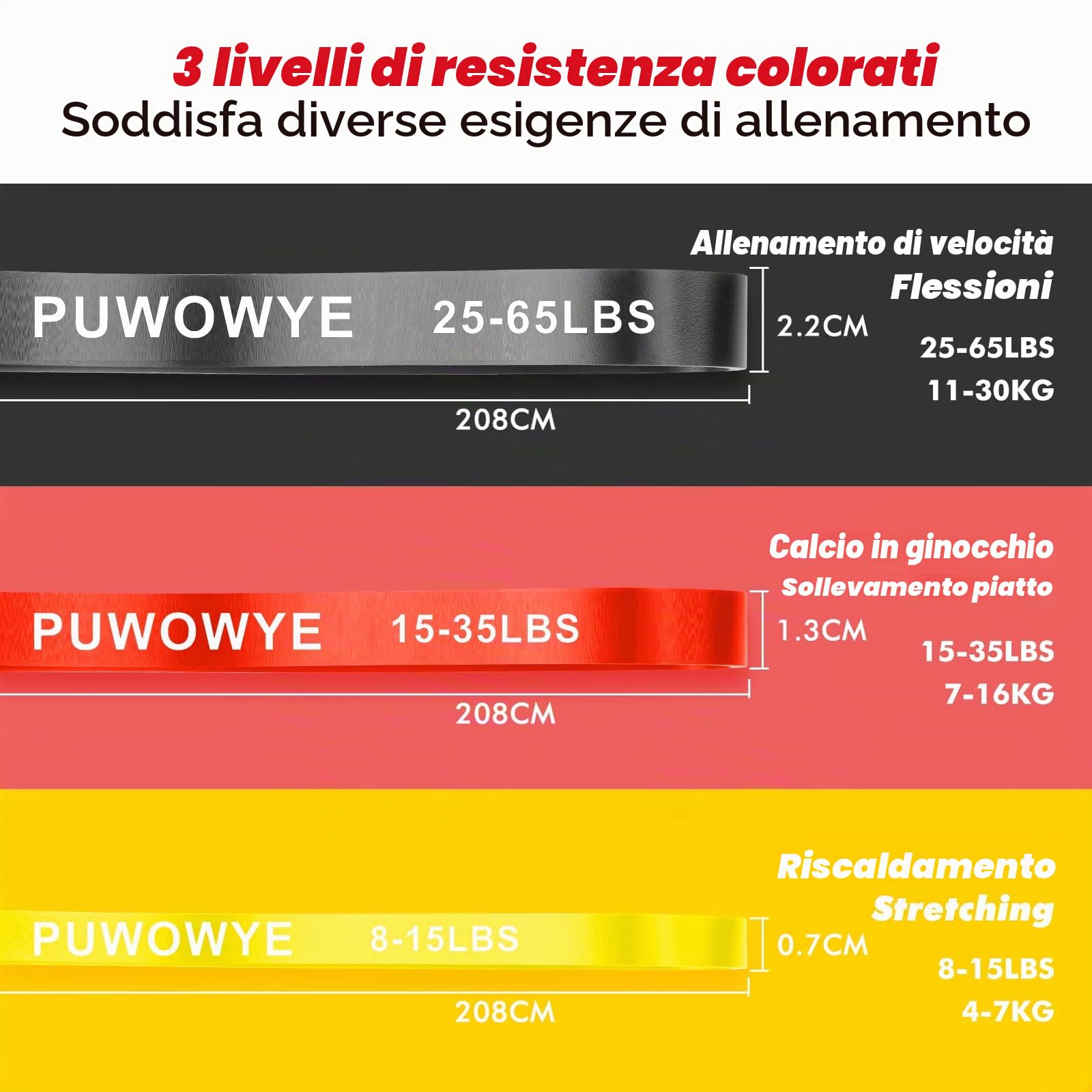 PUWOWYE Elastici Fitness, Elastico Fitness con Ancoraggio Porta, Maniglia e Copertura Protettiva, Elastici Palestra Bande Elastiche Fitness per Yoga/Potenziamento Muscolare/Allenamento Della Forza
