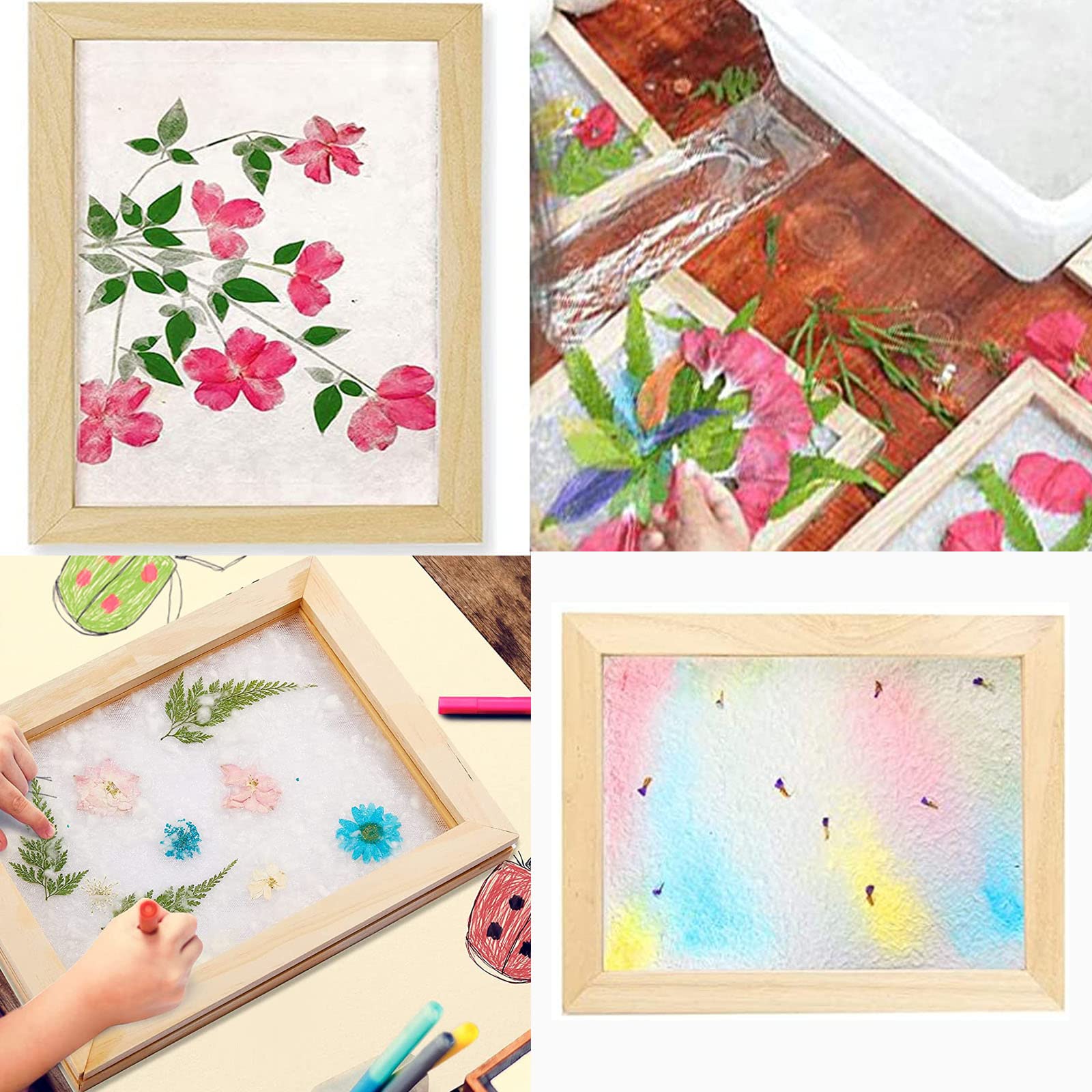3 Pieza Marco para Fabricación de Papel,Tradicional de Fabricación Papel ,Rectángulo Macizo Papel de Madera Hacer Molde,para hacer papel de bricolaje pintura hecha a mano