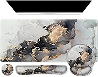 Vista 22 de iCasso - Alfombrilla de mouse, juego grande de alfombrillas de escritorio rosa, 4 en 1 XXL, alfombrilla de mouse + reposamuñecas para teclado +