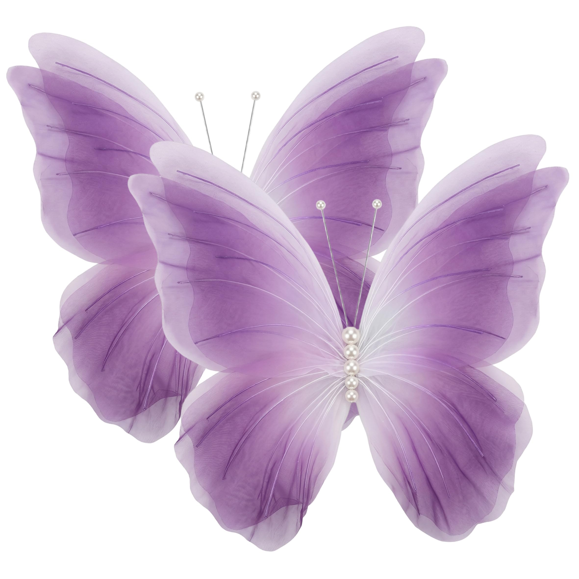 Xoeryoy 2pcs Giant Butterfly Decorations, 3d Butterflies With Iridescent Mesh & Silk, Large Butterfly Decorations for Wedding Purple