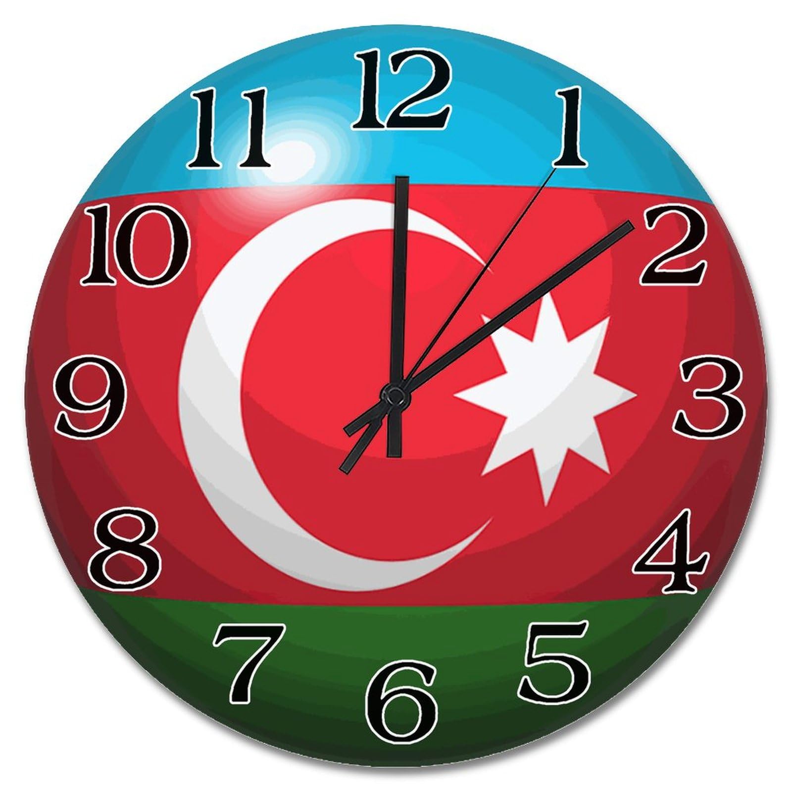 Horloge murale drapeau Azerbaïdjan 25 cm style ferme à pile vintage