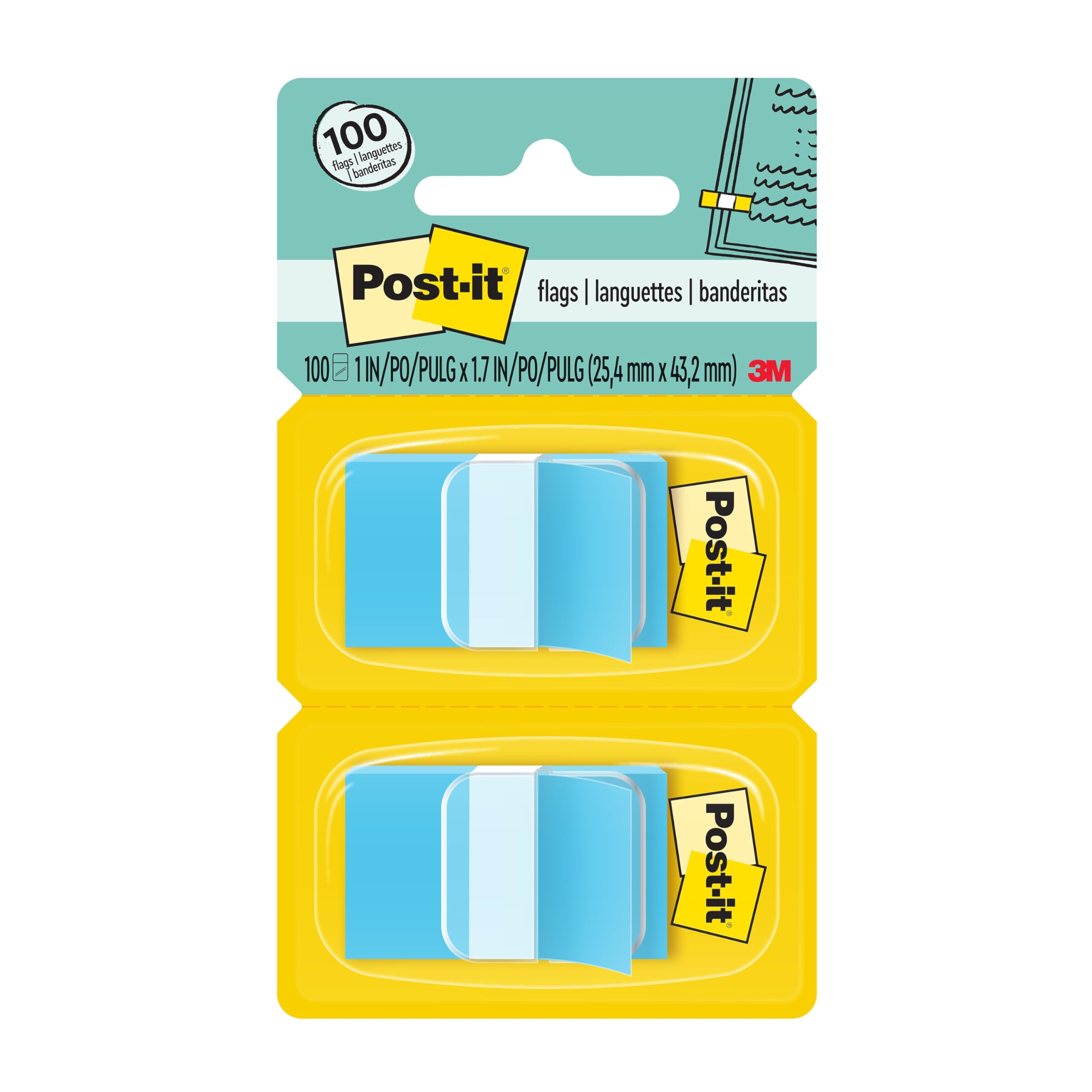 Post-it Standard Page Flags in Dispenser 1in Wide, Blue 100 Flags, 680-BE2 — image 1
