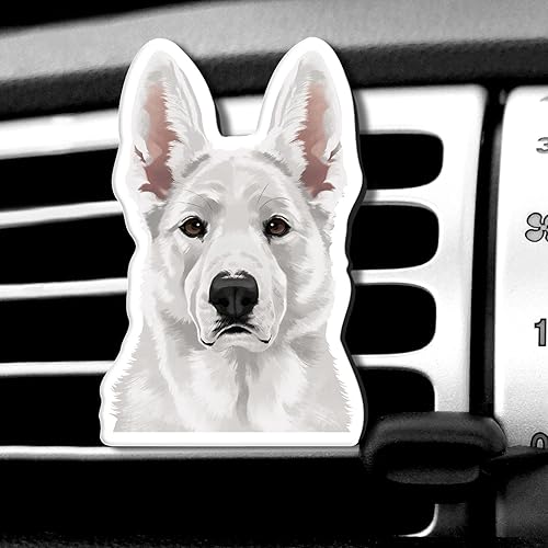 WIRESTER Ambientador fresco perfumado para automóvil, accesorios decorativos, decoración interior para automóviles, lindo perro pastor alemán blanco