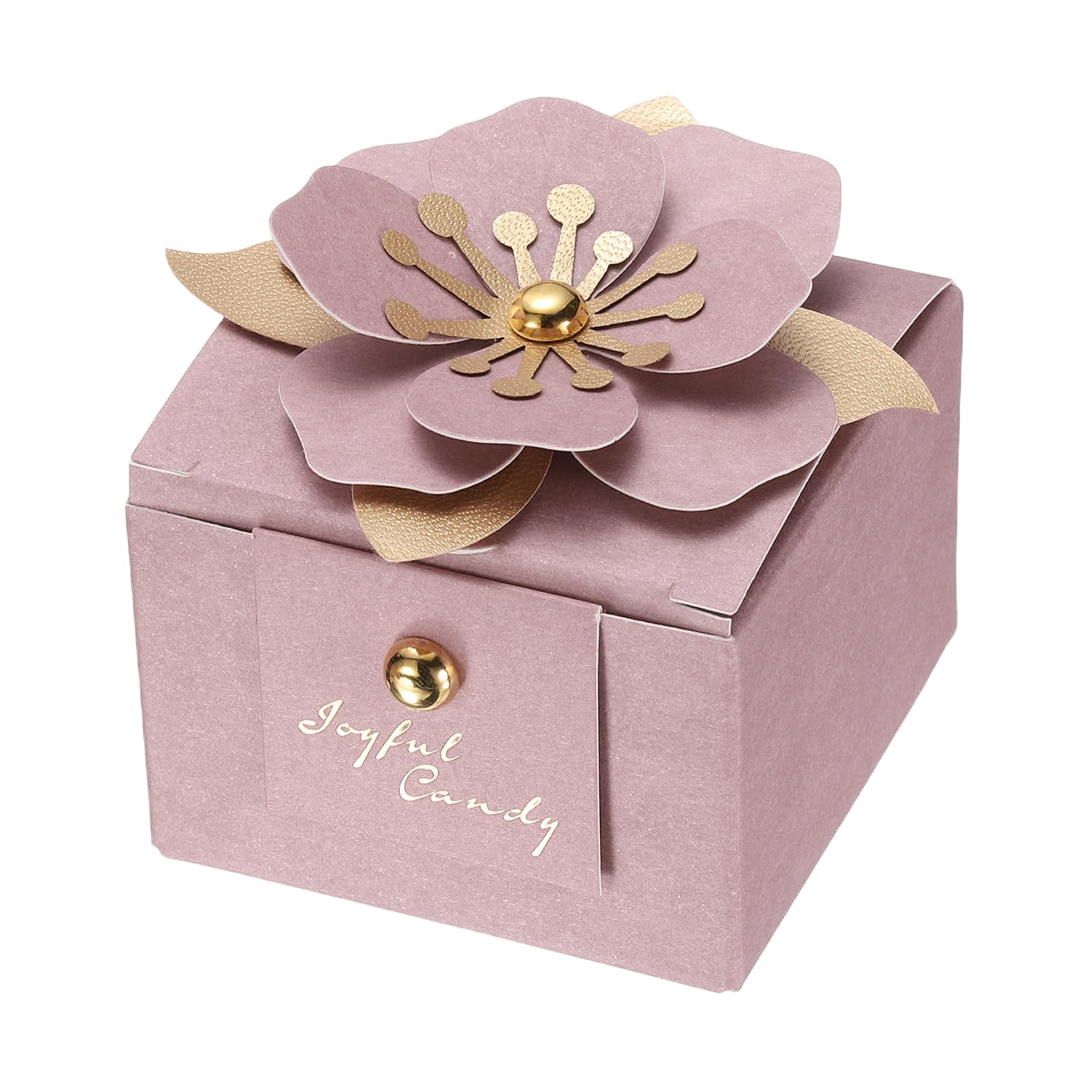 PATIKIL Wedding Favor Boxes, (2.5 x 2.5 Inch, Pink)(25 Pcs), Square Paper Flower Candy Boxes with Light Pink Floral Decor Thanks Card, Suitable for Wedding/Birthday/Party/Decorations/Gift