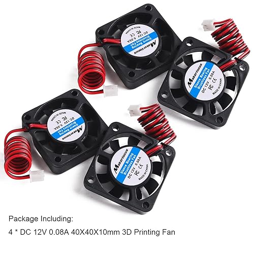 Miniatura 7 de MakerFocus 4 ventiladores de impresora 3D de 12 V 1575in 12 voltios 008 A CC mini ventilador de refrigeración silencioso de 1575 x 1575 x 0394in con
