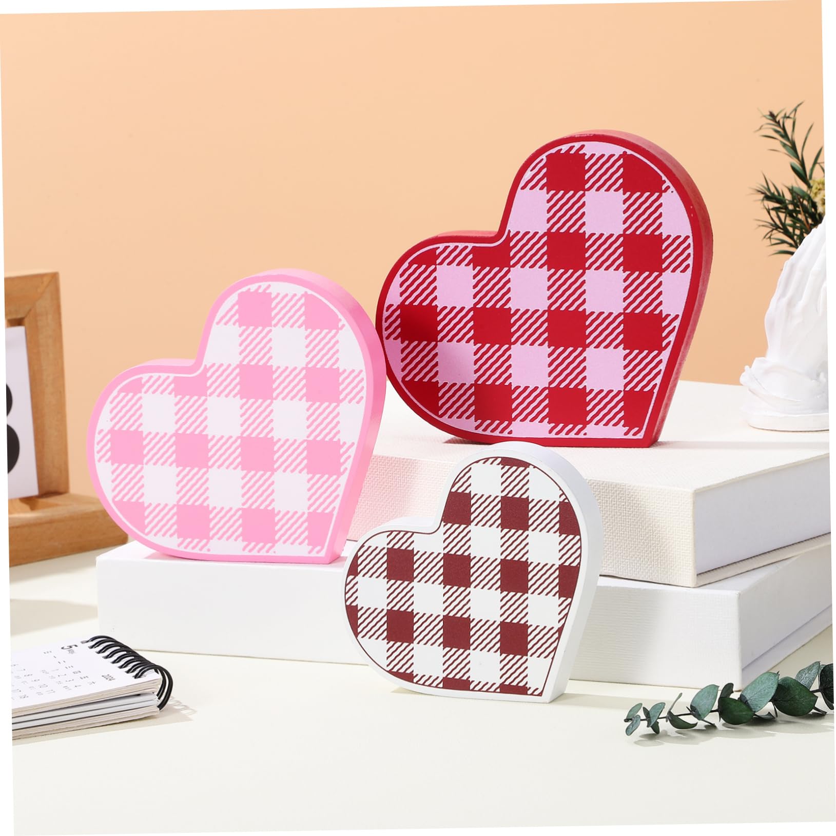 6 Piezas Decoración de Mesa Forma de Corazón Letrero de Madera Día de San Valentín Decoración de Mesa Estilo Rústico Día de San Valentín