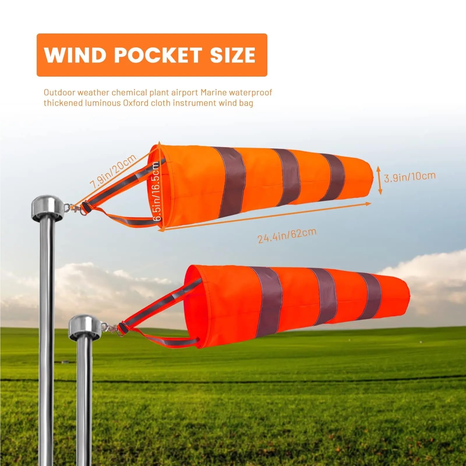 Windsack Reflektierender Windsack for die Messung der Windrichtung im Freien, reflektierender Gürtel, Rip-Stop-Wetterfahne for Flughafenfliegerei