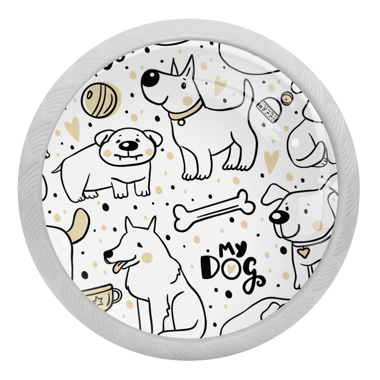 Poignées rondes fluorescentes de placard cuisine lot de 4 boutons et vis en inox