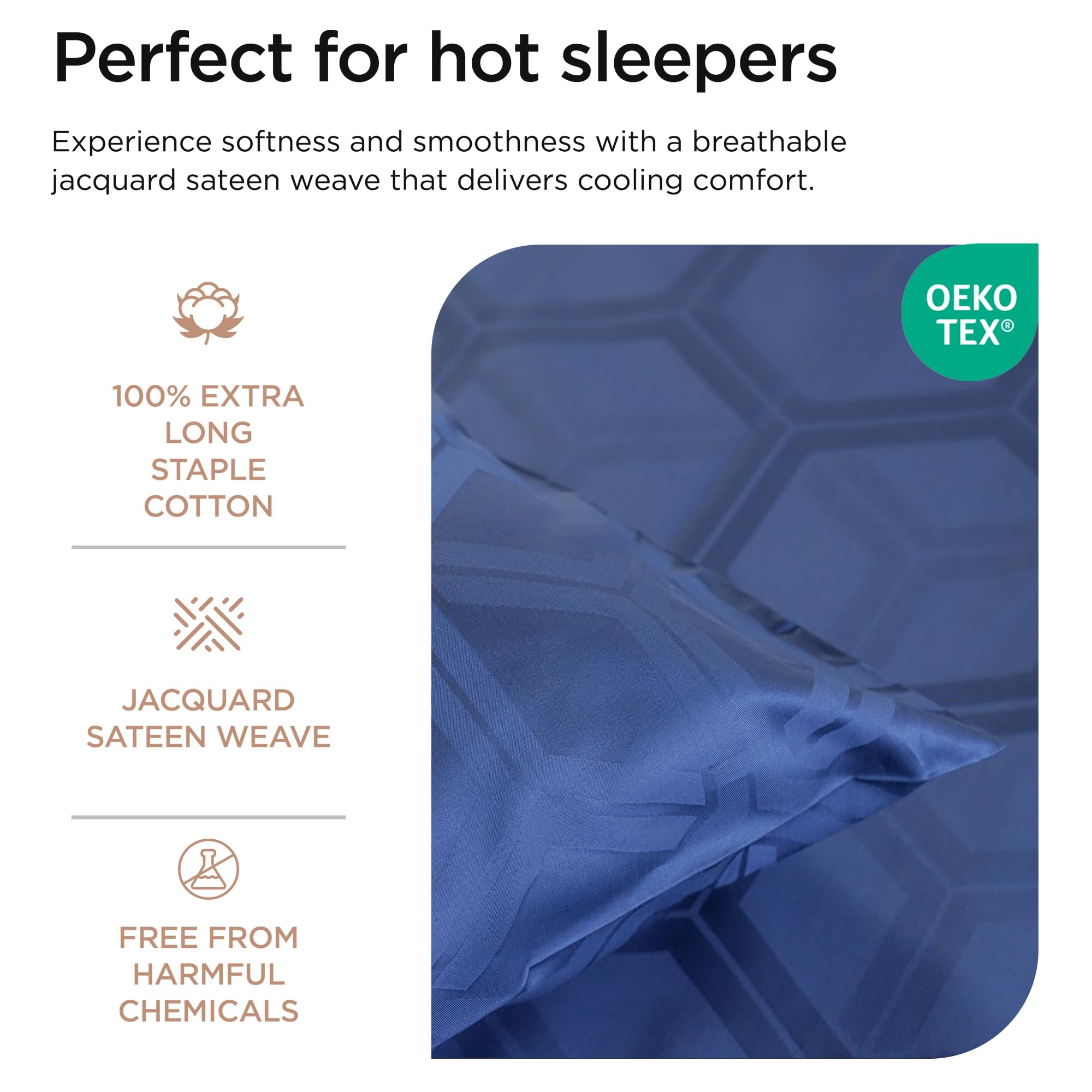 Threadmill Sábanas 100% algodón para Cama de tamaño matrimonial, Juego de sábanas de 600 Hilos con Bolsillo Profundo de 16 Pulgadas, Juego de Ropa de Cama de 4 Piezas con Tejido de satén Jacquard con