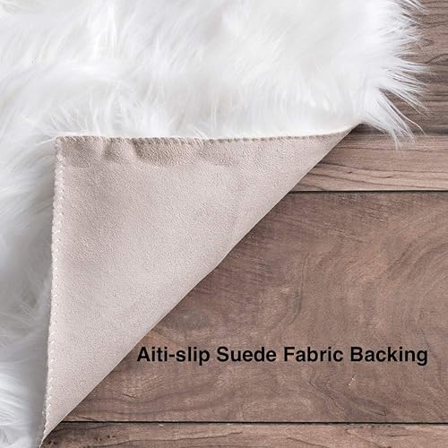 Miniatura 5 de Alfombra de piel sintética blanca súper suave, mullida y esponjosa, alfombra de piso para cuarto de bebé, sala de estar, dormitorio, mesita de