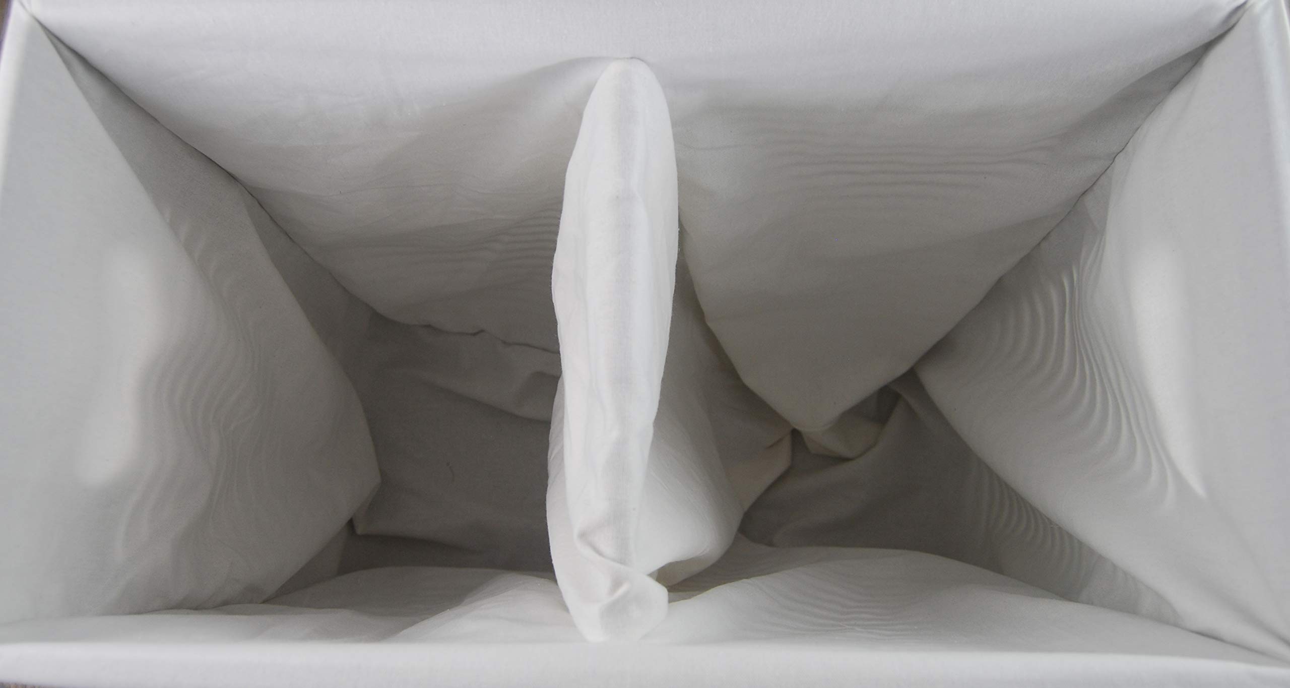 Kosz na bieliznę, pojemnik na pranie, lodowy, szary, drewno, z 2 x przegrodami do sortowania, worek na pranie, pokrywa, uchwyt 56 x 30 cm wys