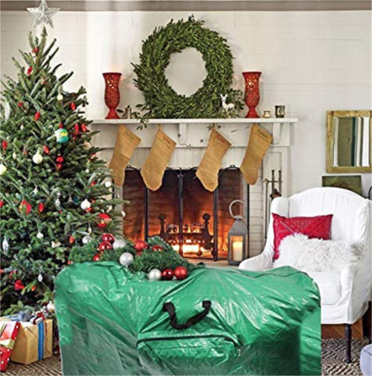 Tasche Tragbare Weihnachtsbaum-Aufbewahrungstasche Mit Doppeltem Reißverschluss Und Zwei Seitentaschen Weihnachtsbaum