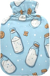 OTVEE Delicious Milk Hot Water Bottle with Cover, BPA Free PVC 1L Small Hot Water Bag for Pain Relief Menstrual Cramp Sore Muscles Hot and Cold Compress Therapy