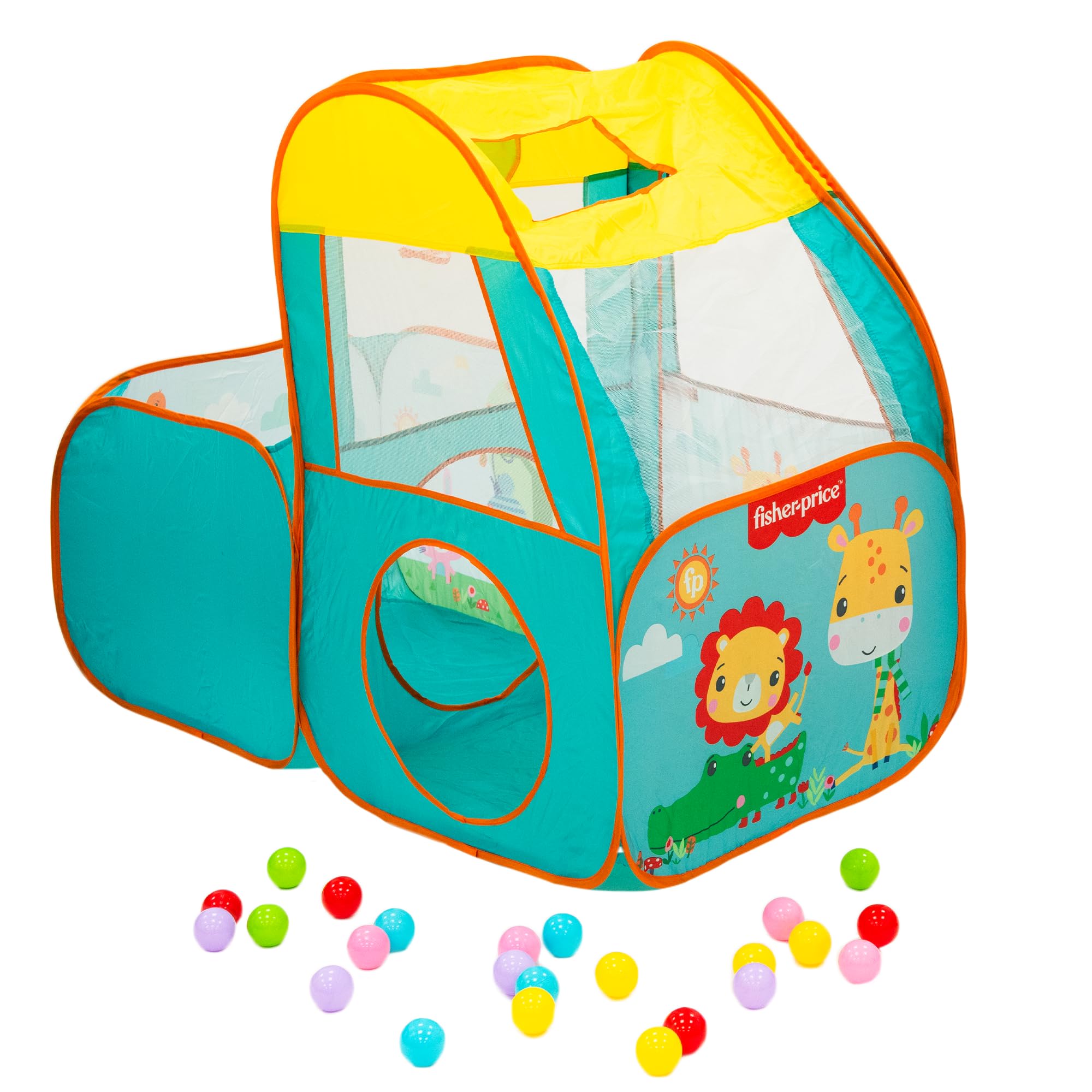 Fisher-Price Ball Pit Playset with 25 Play Balls – Pop-Up Tent with Basketball Hoop – Indoor and Outdoor Toy for Toddlers Aged 24 Months+