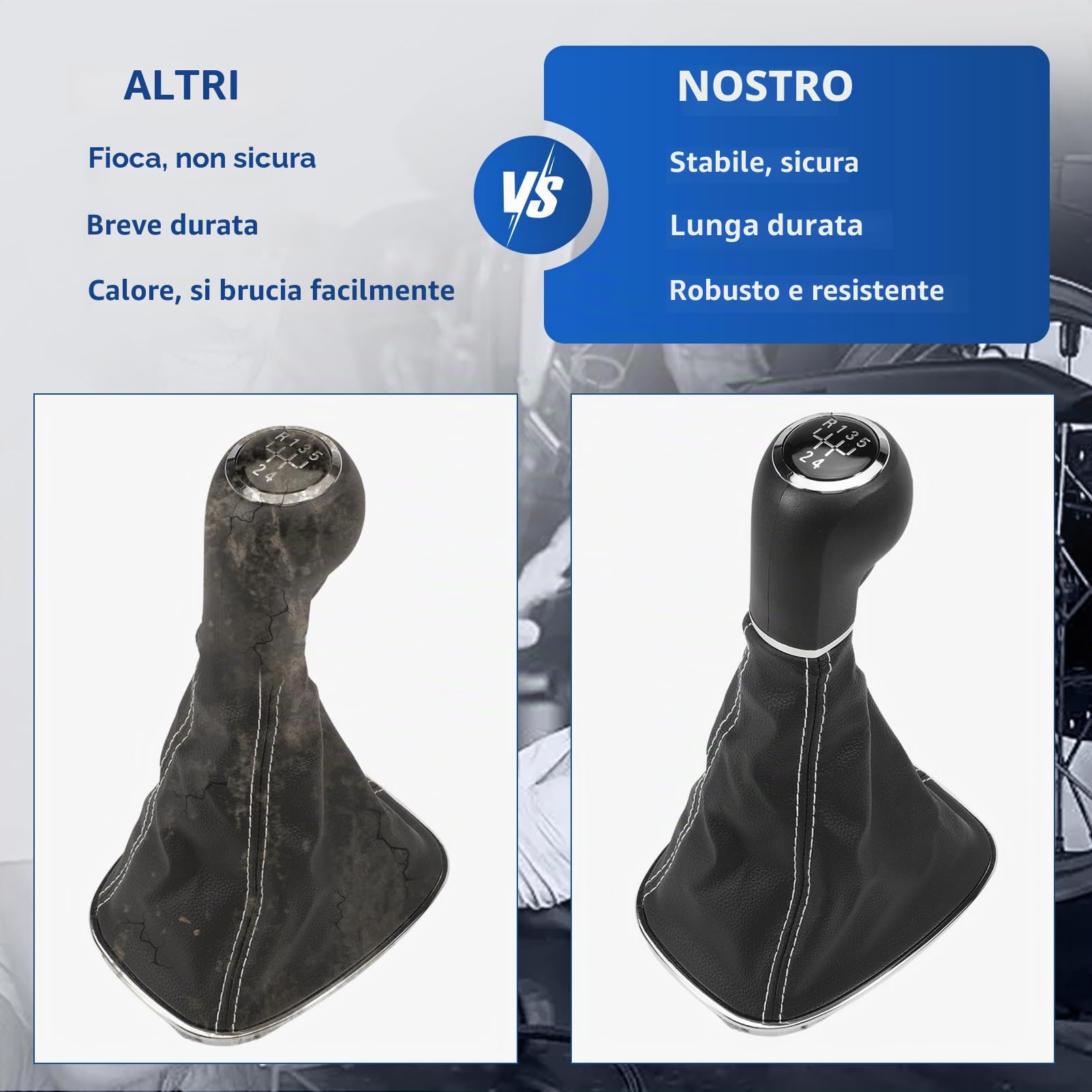 KASturbo Leva del cambio a 5 marce Compatibile con Opel Corsa D 2006-2014 e Corsa E 2014-2019 Compatibile 009140093 19276456 Cuciture bianche