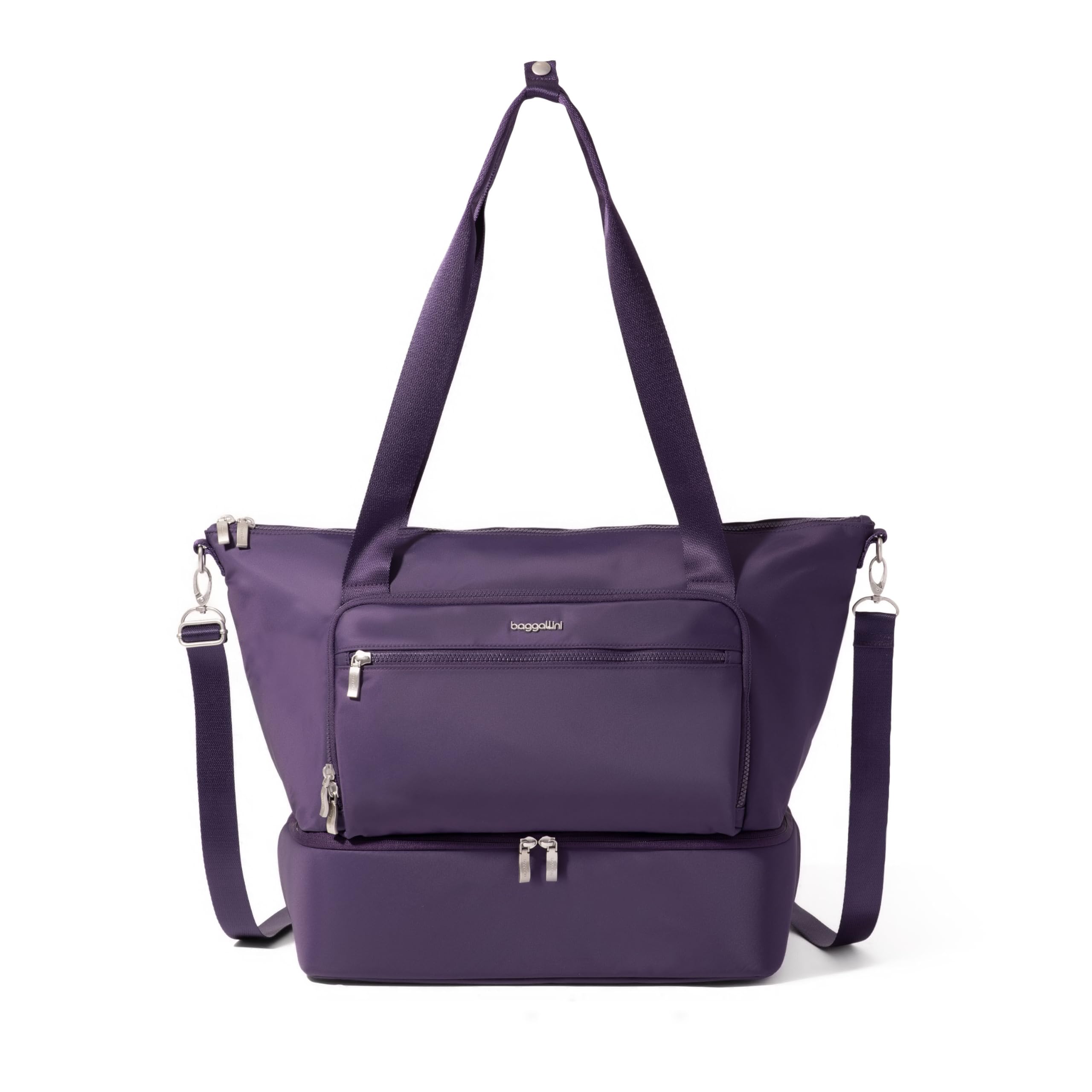 Baggallini Women's Park Ave Overnight Lightweight 14"x20" Travel Essential Weekender Tote Bag One Size Deep Grape Twill