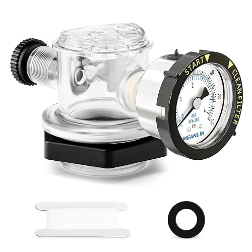 Vista 49 de MEANLIN MEASURE Marco de plástico de 0 ~ 60 psi, medidor de presión de arranque NPT y filtro limpio, adecuado para piscina, spa, acuario, montaje