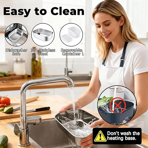 Miniatura 7 de Actualización de la lonchera eléctrica de 80 W más rápida, calentador de alimentos portátil con recipiente de acero inoxidable 304, cuchara y