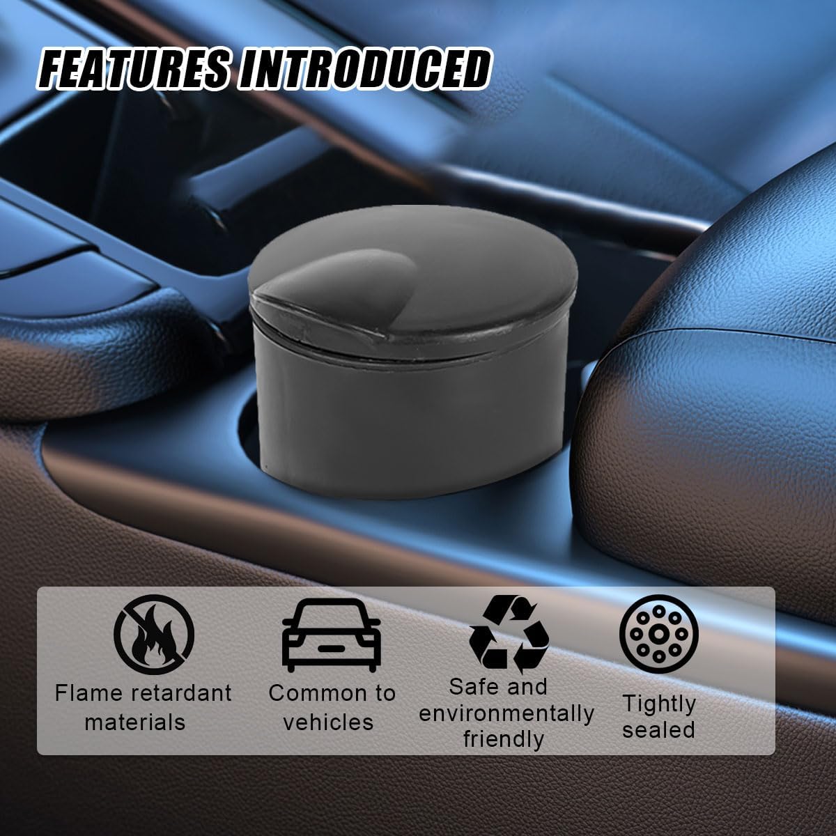 ZIMISI Portable Car Ashtray With Lid, Smokeless Self-Extinguishing Truck Interior Cigarette Ashtrays, Windproof Detachable Mini Trash Can, Smell Proof Car Cup Holder Accessory for Office, Home (2PCS)