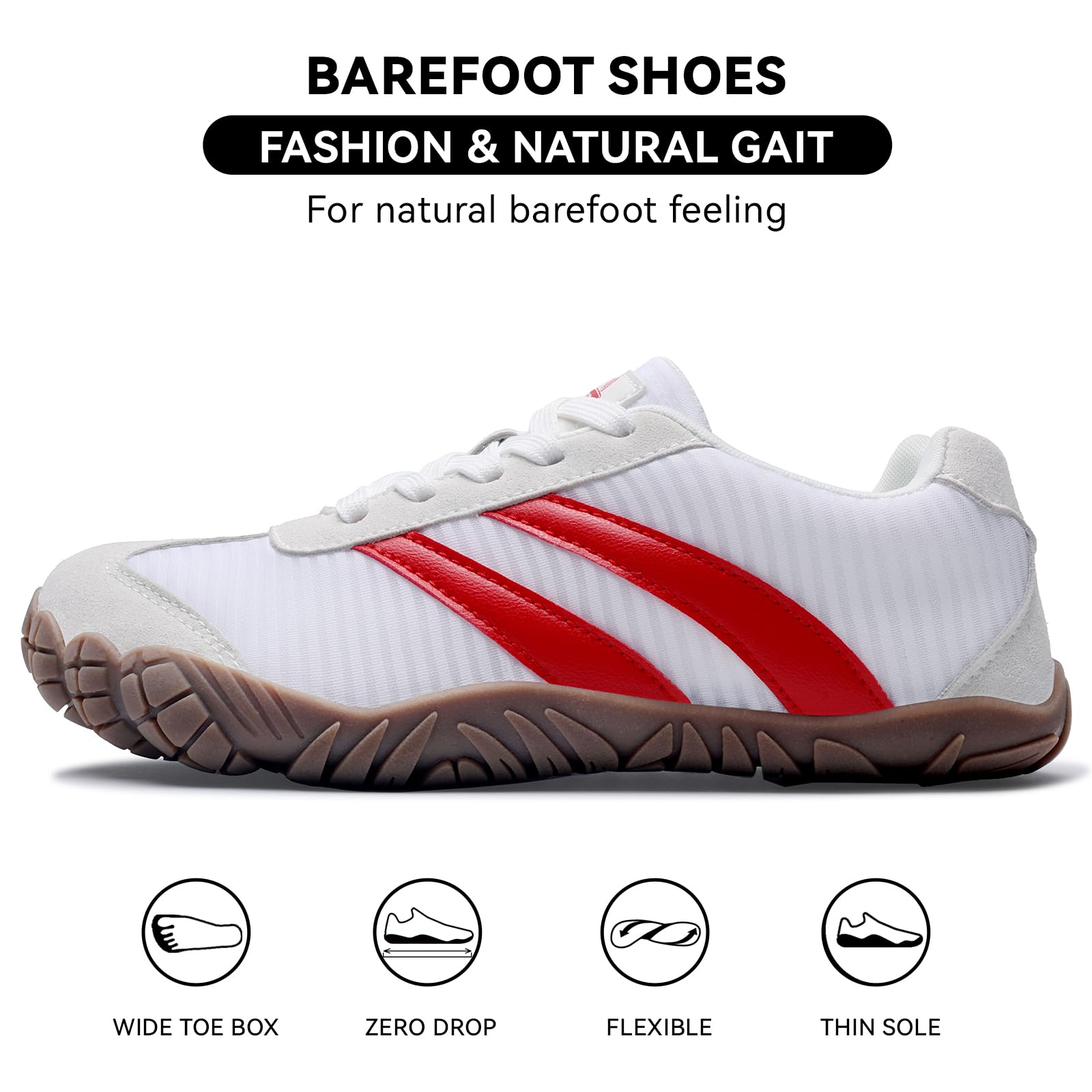 Barefoot Shoes Women Men - Wide Toe Box Sneakers Women Casual Tennis Shoe | Zero Drop Minimalist Trainers Hiking Walking Shoes | Lightweight Breathable Non-Slip Comfortable Fashion Sneakers Footwear — view 2