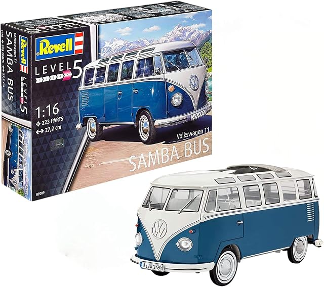 Revell 07009 Volkswagen T1 Samba Bus Model Kit, 1:16 Scale 27.2 cm, Multi-Color