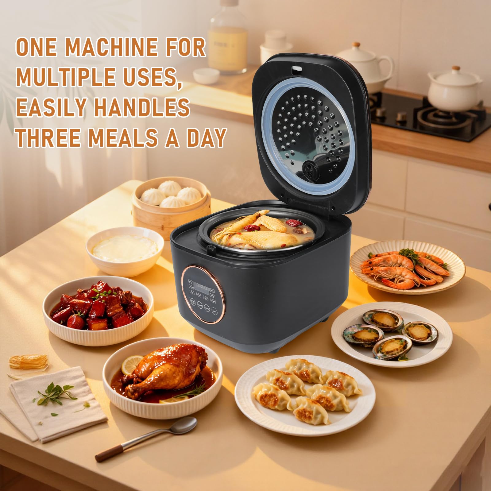 Cuisinière De Riz Mini，Cuiseur De Riz Intelligent 5L，9 Modes De Cuisson，Glaçure En Céramique Antiadhesive，Prévoyance Intelligente，Chauffage Automatique，Amovible
