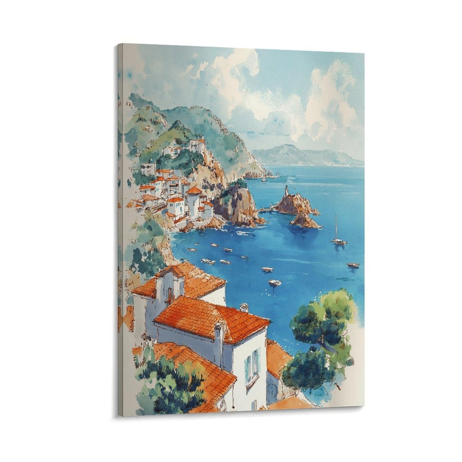 XWYMXZ Catalina Island California Travel Poster 20x30inch(50x75cm) Vintage Watercolor Canvas Art