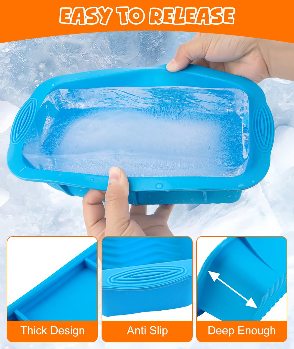 SPRING PARK Silicone Ice Cube Tray, 6 Grids, Large DIY Maker, Rectangle