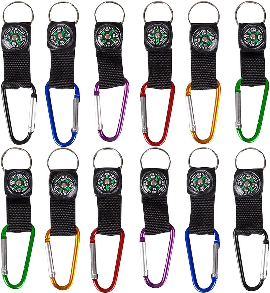 ArtCreativity Rock Clip Keychains with Compass, Set of 12