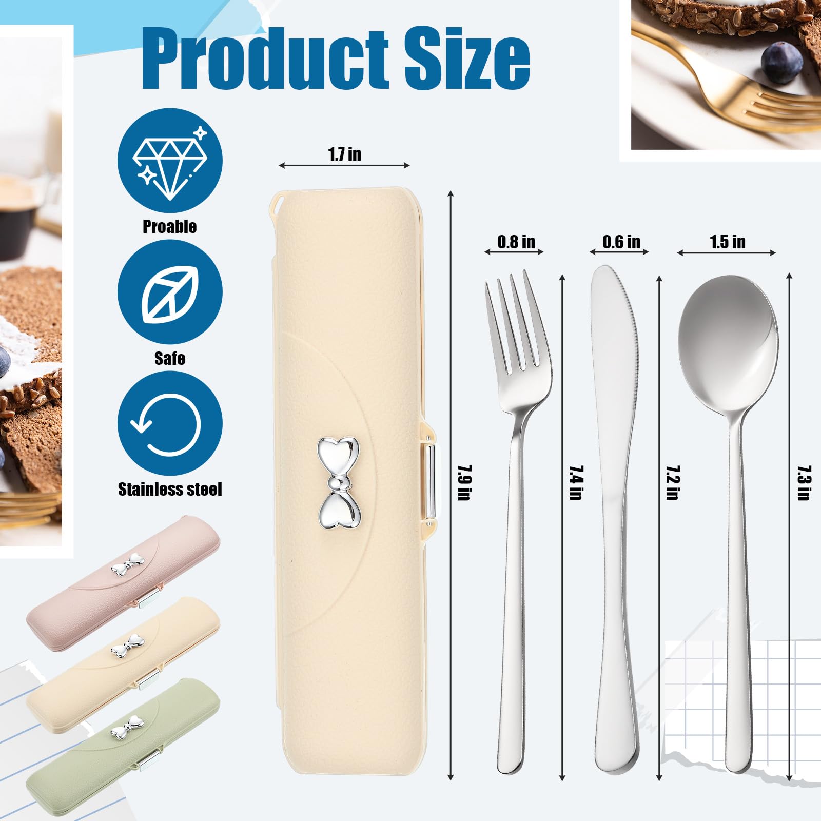 Lanties 3 Pack Portable Travel Utensils Set with Case Reusable Stainless Steel Tableware Silverware Flatware Include Spoon Knife and Forks for Traveling Caming School Picnic