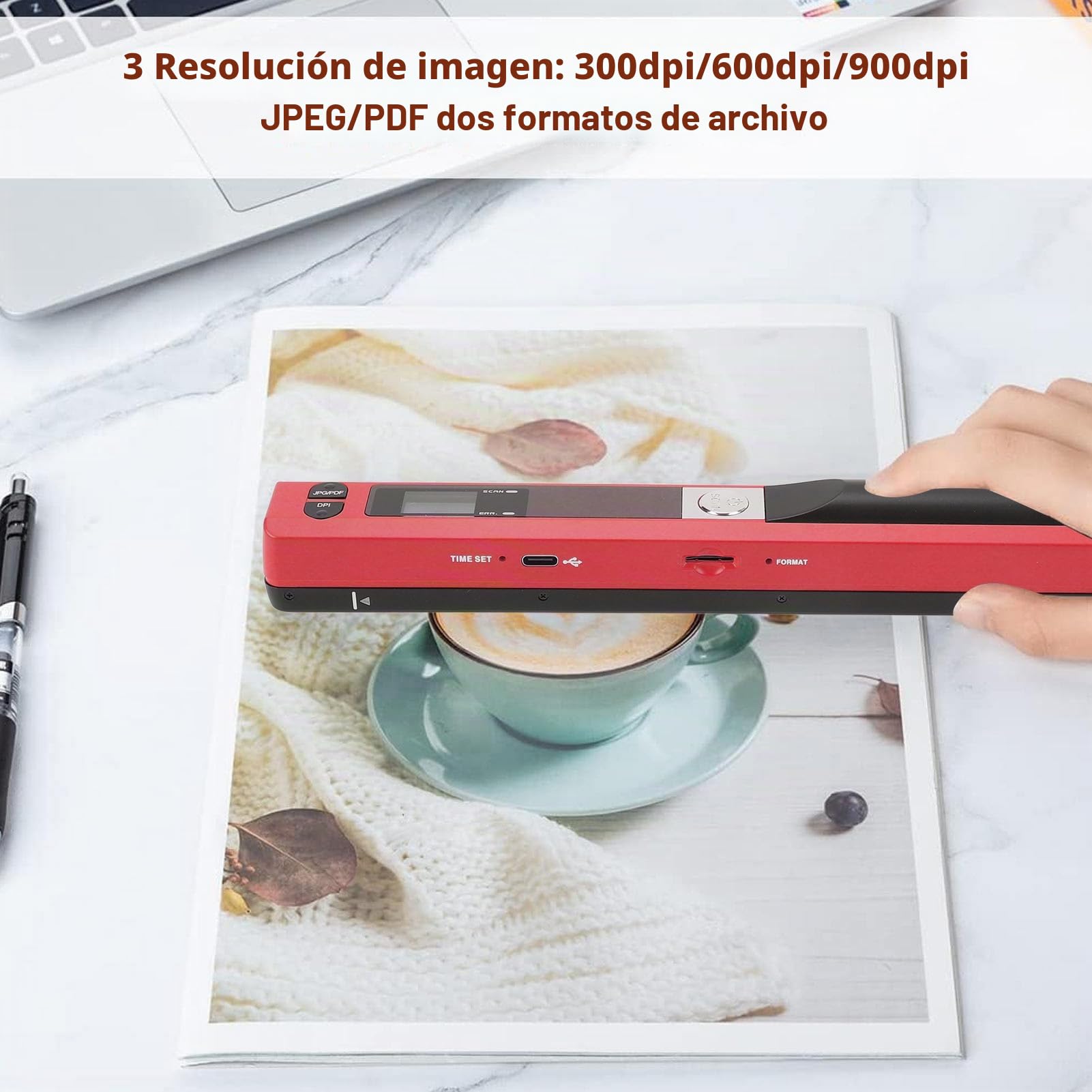 Elprico Escáner de Documentos Portátiles A4 Un Escáner de Imagen Portátil Fácil de Usar para el Hogar y la Oficina con Varios Formatos de Archivo Que Son Compatibles con el Negocio Bancario y de