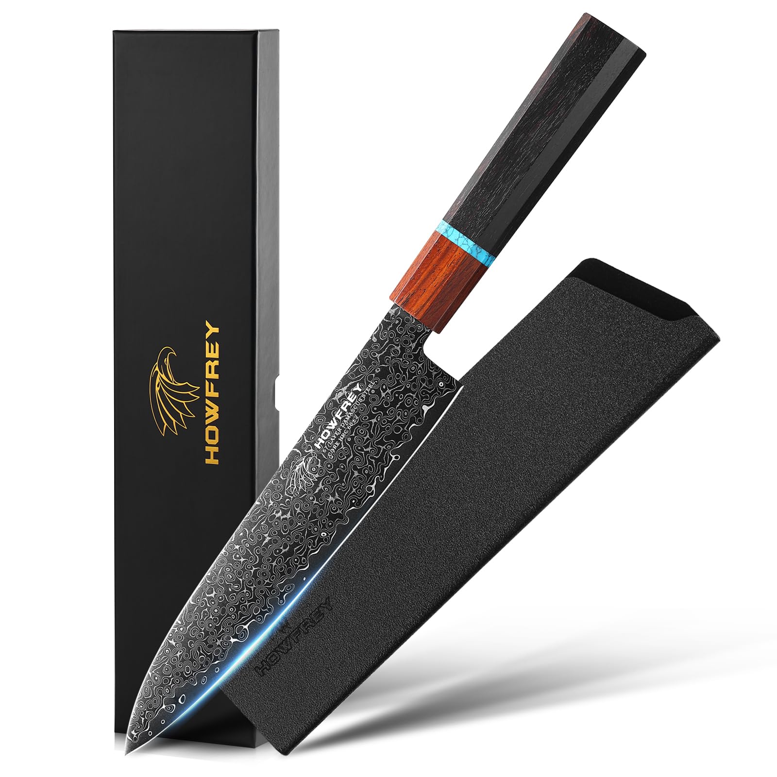 Damascus Chef Knife 8 Inch, 67-Layer Japanese Kitchen Knives Sharp VG-10 High Carbon Stainless Steel with Ergonomic Pakkawood Handles, Elegant Gift Box Packaging for Home and Kitchen — Amazon image 12