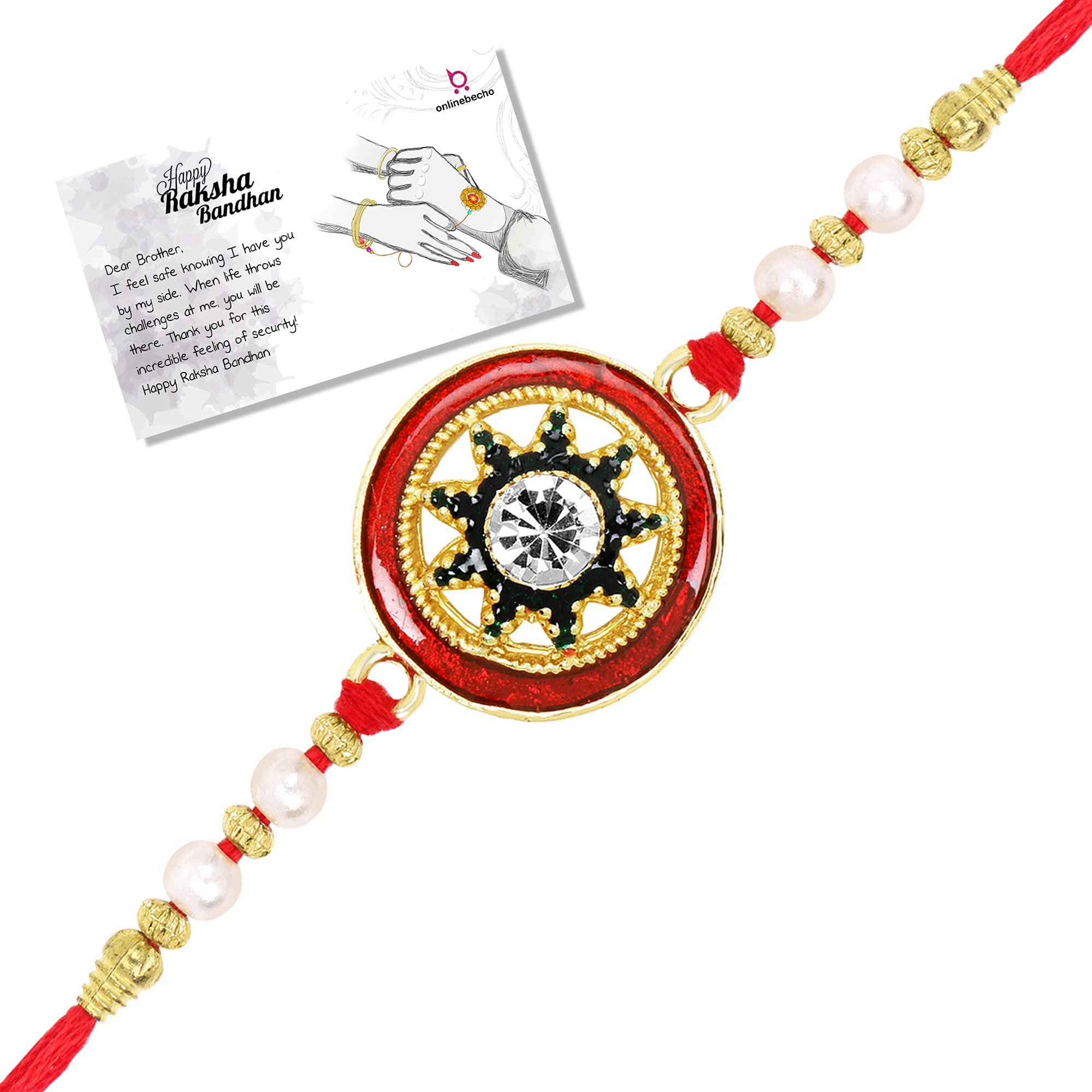 LIVE EVIL Charming Gold plated Maroon Meena Work Rakhi For Brother Sister With Raksha Bandhan Greeting Card having Traditional Ethnic Unique Design Specially Hand Made by Indian Craftsmen (B08CHMSTV3) Amazon Price History, Amazon Price Tracker
