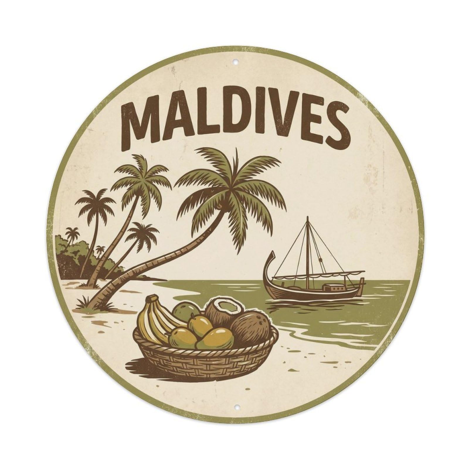Maldives Indian Ocean Lagoon Travel Classic Metal Tin Sign