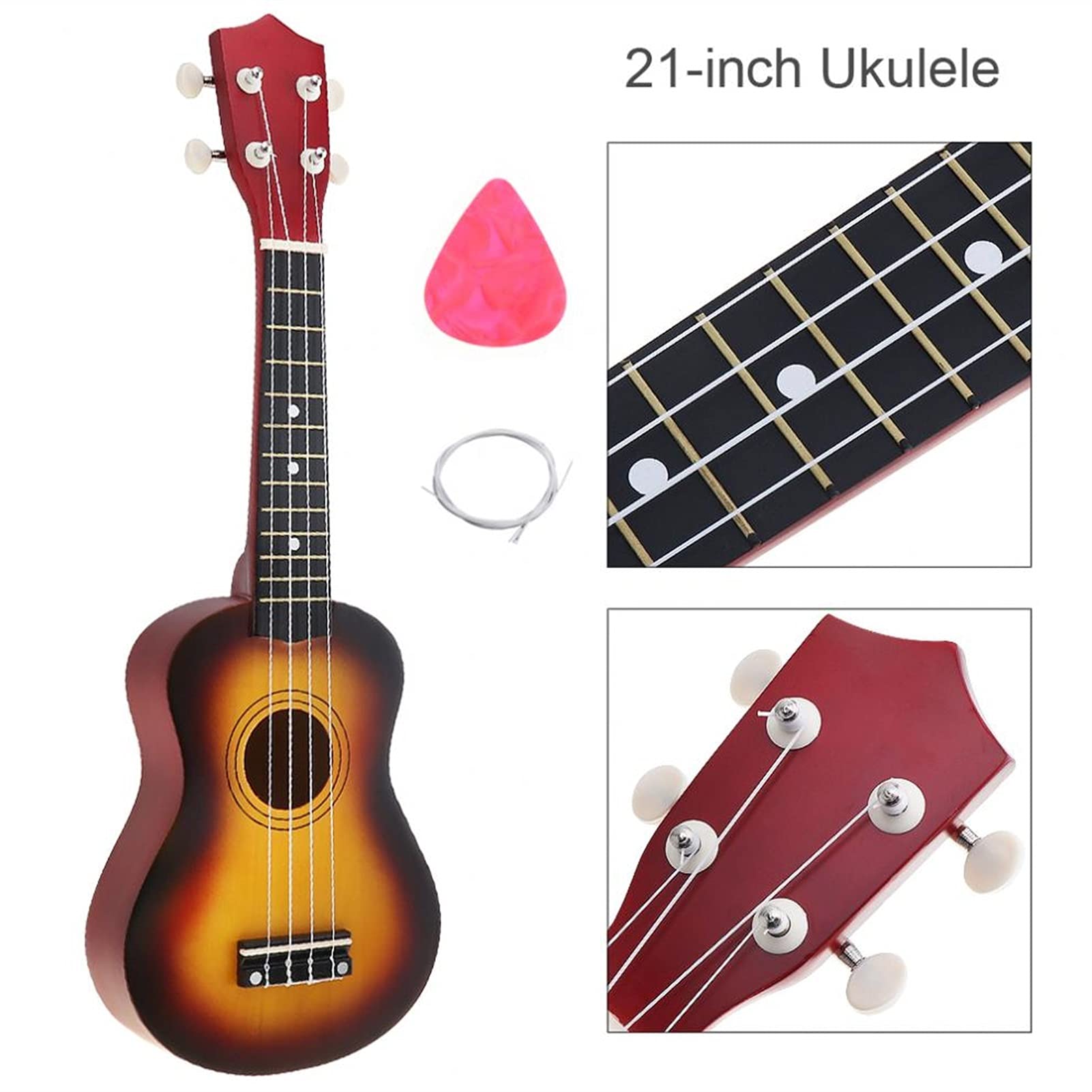 Ukulele koncertowe Początkujący Ukulele 21- calowy Saxophone Ukulele Początkujący Dzieci Słońce Kolor Hawaje Cztery Sznurowa Gitara Ze Sznurkiem I Wybierz