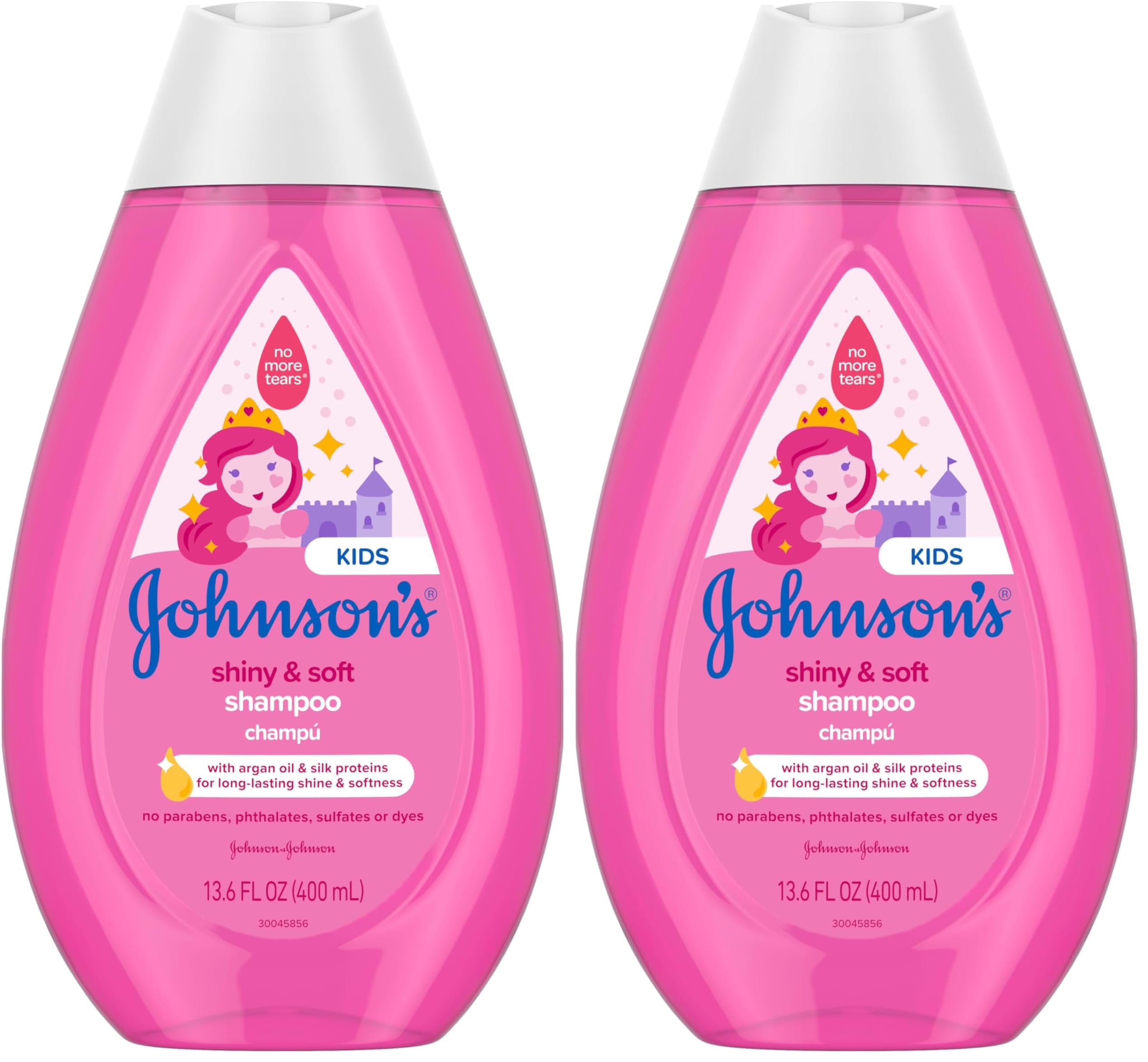 Shiny Soft TearFree Kids' Shampoo with Argan Oil Silk Proteins Paraben Sulfate DyeFree Formula Hypoallergenic Gentle for Toddler's Hair, 13.6 Fl Oz (Pack of 2)